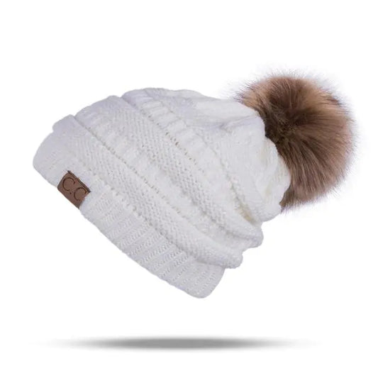 CC Knit Beanie for Women - Warm Winter Outdoor Hat