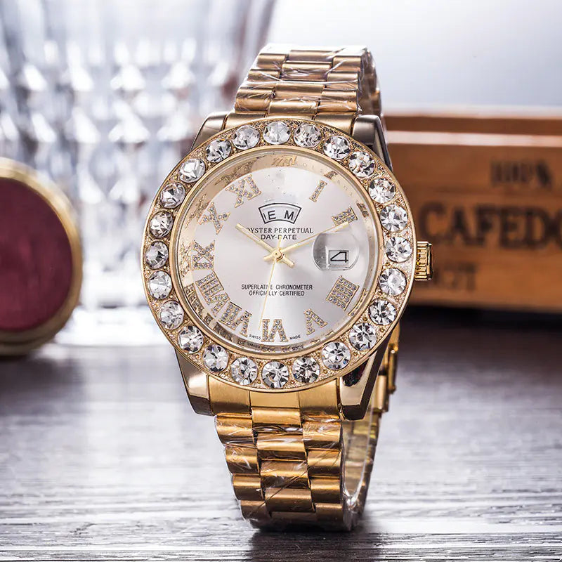 Rainbow Diamond Steel Band Watch