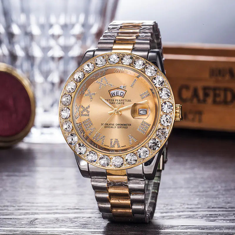 Rainbow Diamond Steel Band Watch