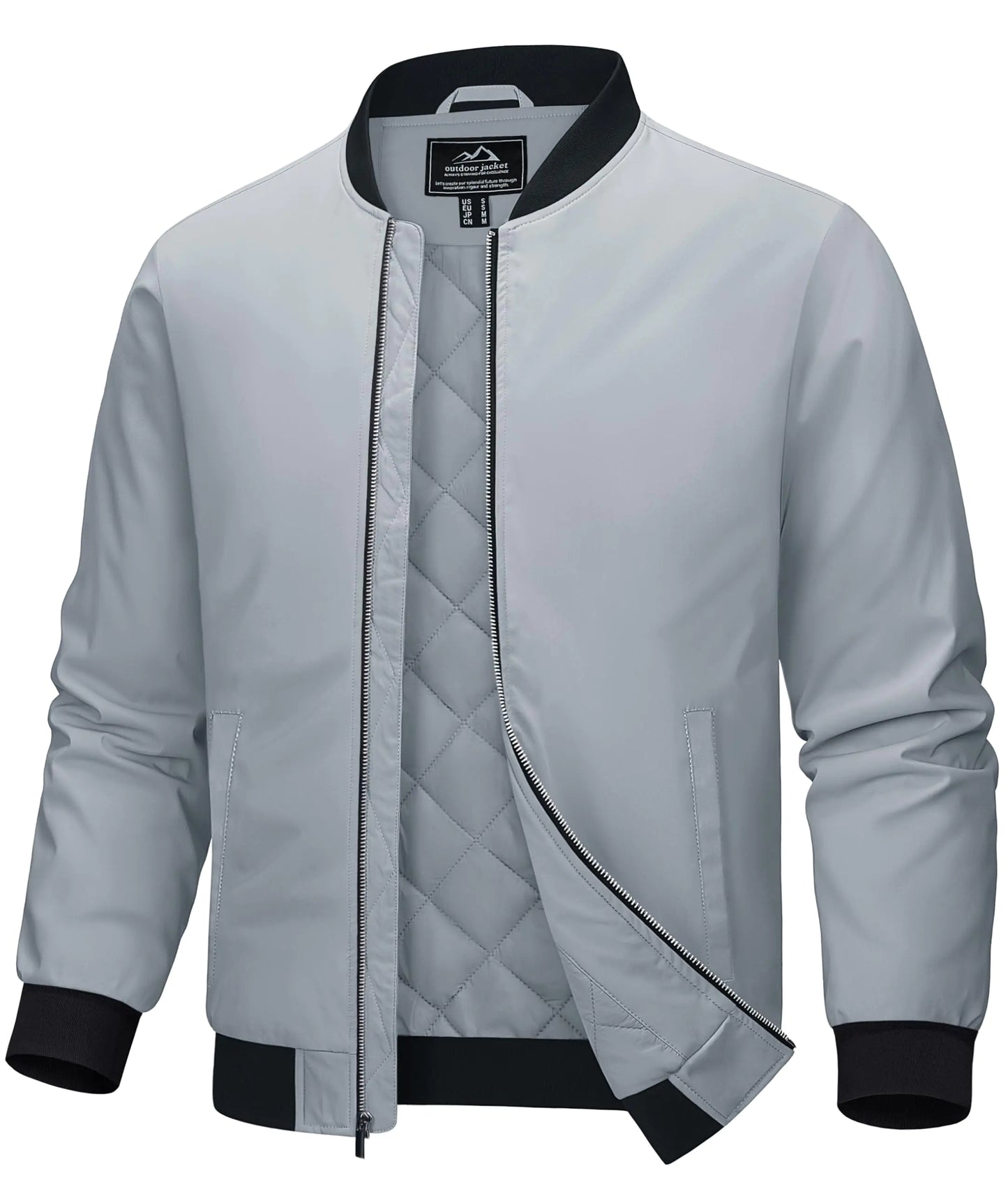 MAGCOMSEN Men's Lightweight Bomber Jacket - XL Light Grey