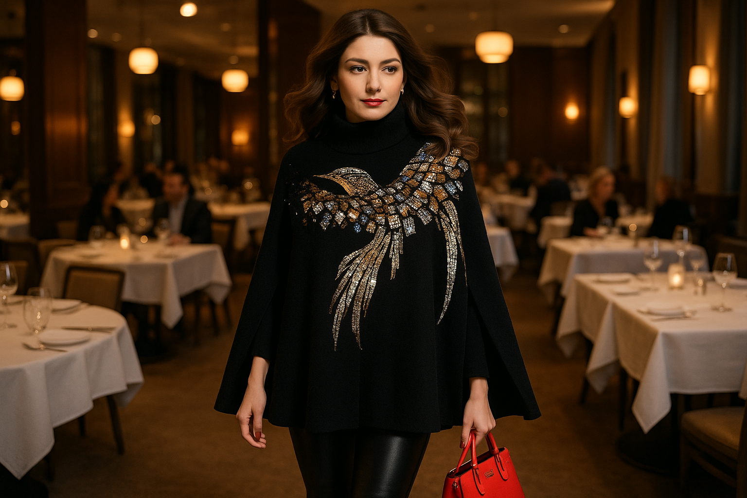 Woman walking in restaurant