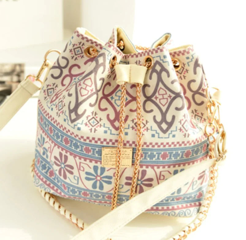 Canvas Bag, Ethnic Style Chain Bag, Bucket Bag