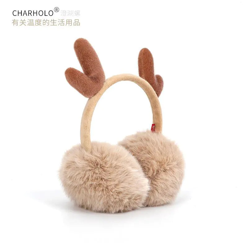 Winter Warm Ear Muffs for Women with Cute Reindeer Design