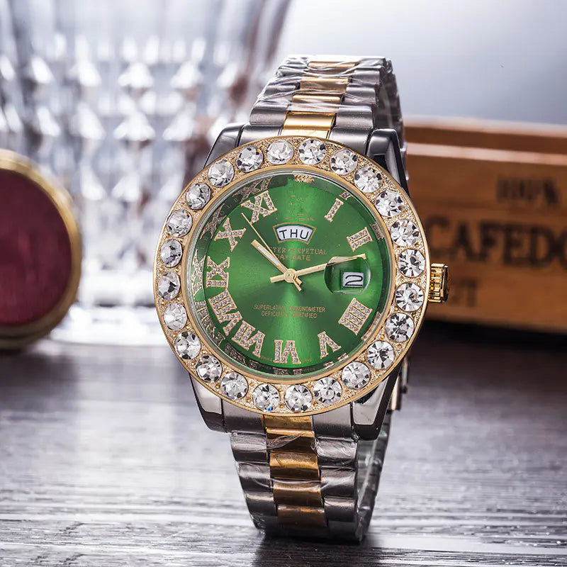 Rainbow Diamond Steel Band Watch