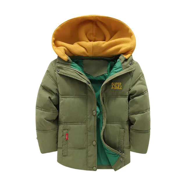 Boys' Hooded Winter Jacket for 3-10 Years (Thick & Warm)
